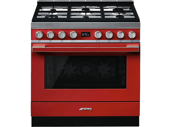 Smeg CPF9GPR Gas natural 6 quemadores 4200 W  LCD Rojo