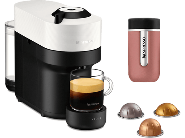 (❤️‿❤️) Krups Vertuo Pop Incluye Travel Mug 0.56l 1500W 4 tipos de Café Blanco